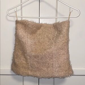 Zara XS Fuzzy Beige Tube Top